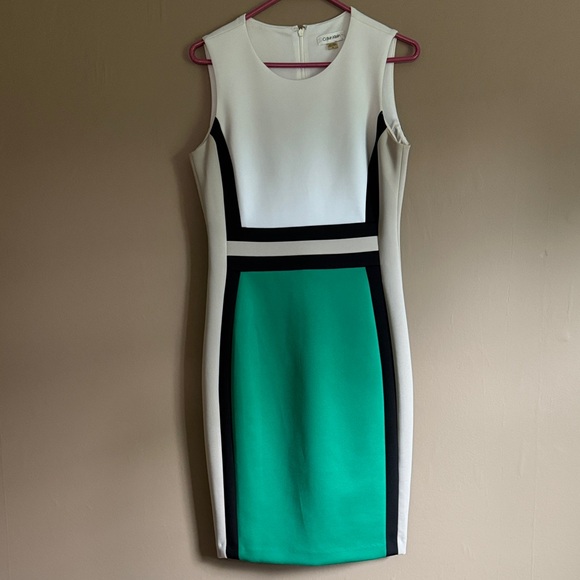 Calvin Klein Dresses & Skirts - Calvin Klein White and Green Colorblock Dress